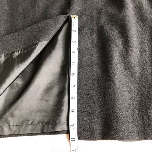 Vintage Jon Tagia Prêt-à-Porter Long Black Wool Front Slit Dress Skirt - Picture 7 of 11